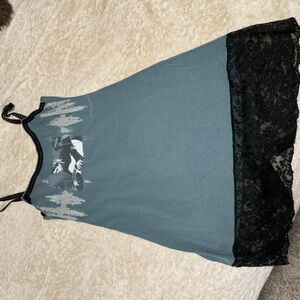 Blue and Black Lace Kurt Cobain Mini Dress